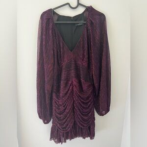 Inves V Neck Ruched Mini Dress